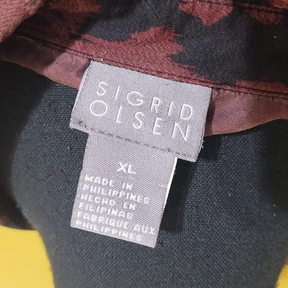 VTG Y2K Sigrid Olsen Long Sleeve Button Up Floral Silk Wool Blouse XL Boho - Picture 4 of 8